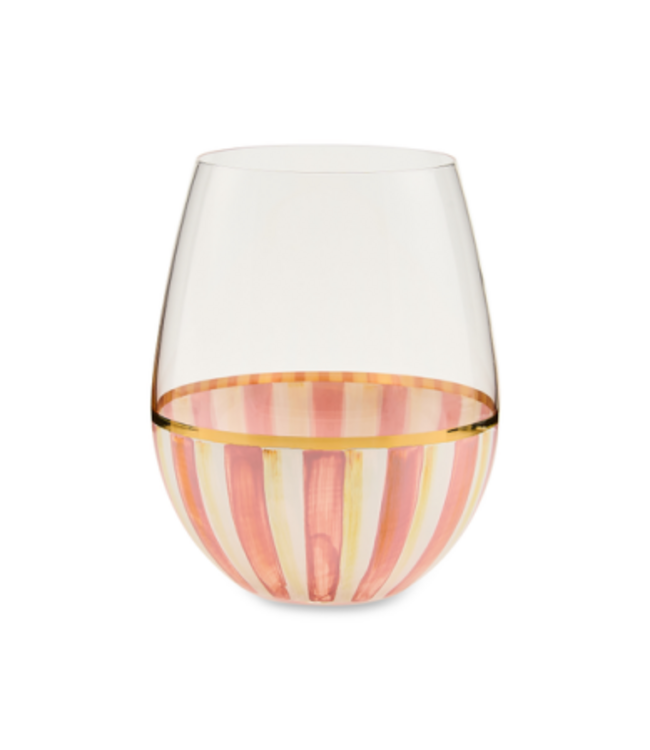 MACKENZIE CHILDS Stripe Stemless Wine Glass