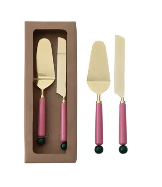 Stainless Steel Cake Servers with Resin Handles - Sold as Set