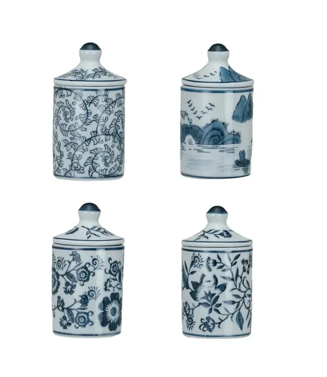 Hand-Painted Stoneware Spice Jar w/ Pattern - Sold Individually