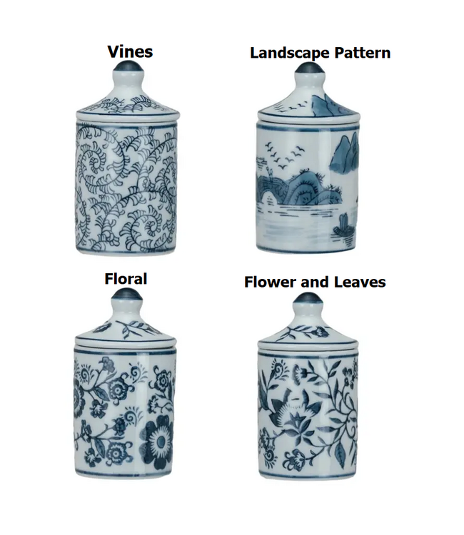 Hand-Painted Stoneware Spice Jar w/ Pattern - Sold Individually