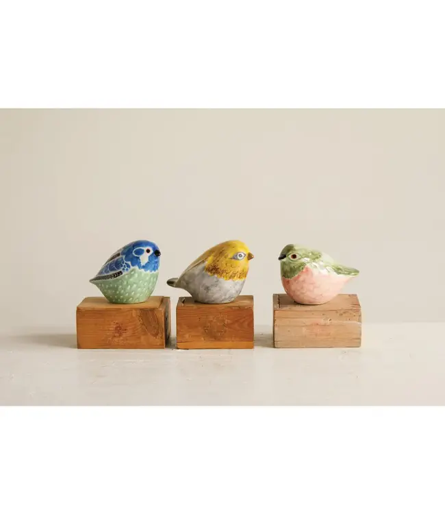 Hand-Painted Stoneware Bird - Sold Individually