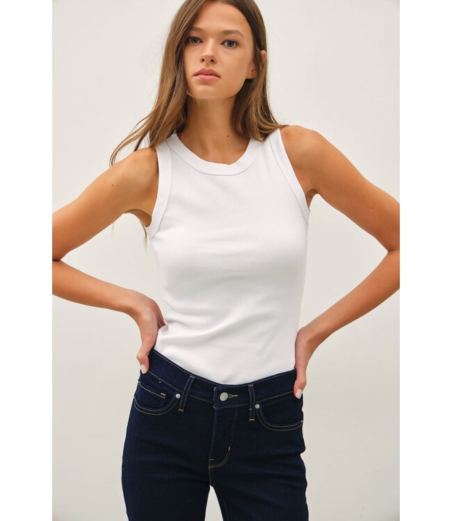 Maddison Basic Cotton Garment Dyed Round Neck Tank Top