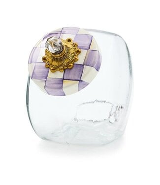 MACKENZIE CHILDS Cookie Jar with Violet Check Lid