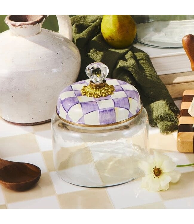 MACKENZIE CHILDS Violet Check Small Kitchen Canister