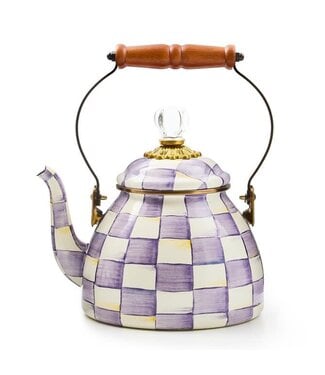 MACKENZIE CHILDS Violet Check 2 Quart Tea Kettle