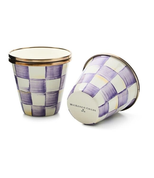 MACKENZIE CHILDS Violet Check Herb Pots - Sold Individually