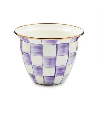 MACKENZIE CHILDS Violet Check Large Flower Pot