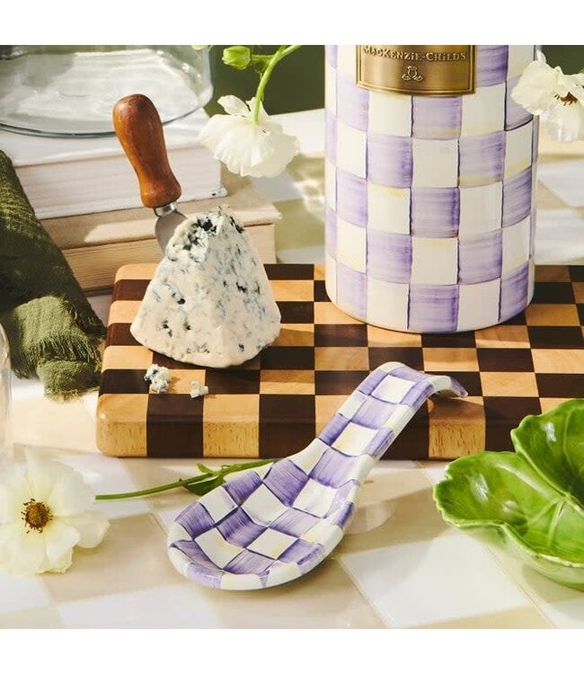 MACKENZIE CHILDS Violet Check Spoon Rest
