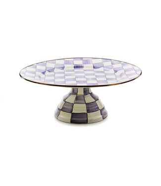 MACKENZIE CHILDS Violet Check Large Pedestal Platter