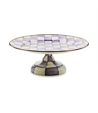 MACKENZIE CHILDS Violet Check Small Pedestal Platter
