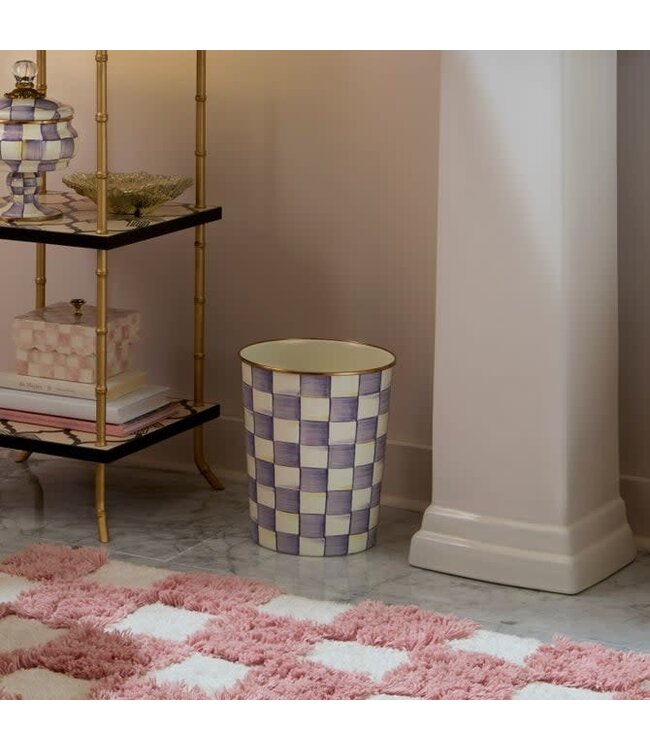 MACKENZIE CHILDS Violet Check Waste Bin