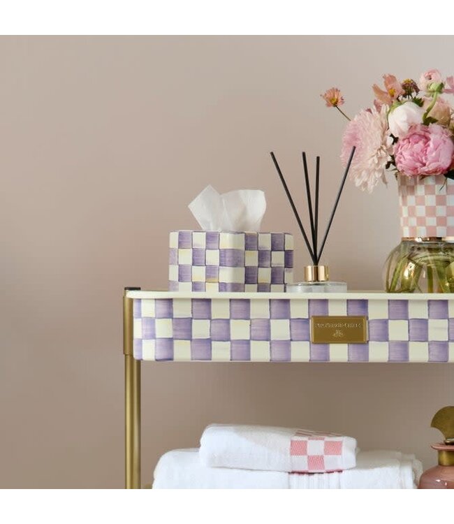 MACKENZIE CHILDS Violet Check Boutique Tissue Box Cover