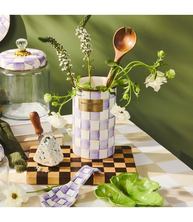 MACKENZIE CHILDS Violet Check Utensil Holder