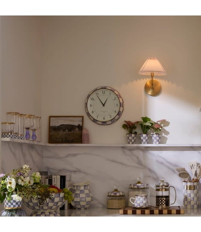 MACKENZIE CHILDS Violet Check School Wall Clock