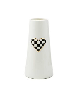 MACKENZIE CHILDS Courtly Check Tall Heart Vase