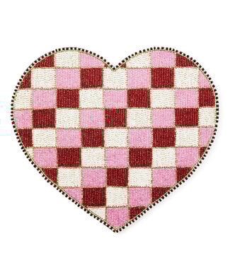 MACKENZIE CHILDS Red and White Check Heart Shaped Placemat