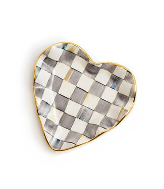MACKENZIE CHILDS Sterling Check Fluted Heart Plate