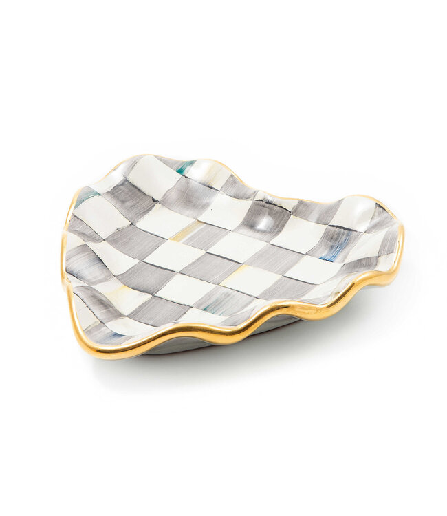 MACKENZIE CHILDS Sterling Check Fluted Heart Plate