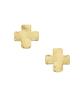 SUSAN SHAW Mini Gold Square Cross Studs