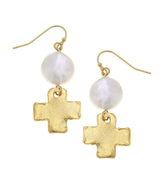 SUSAN SHAW Gold with Freshwater Pearl Earring