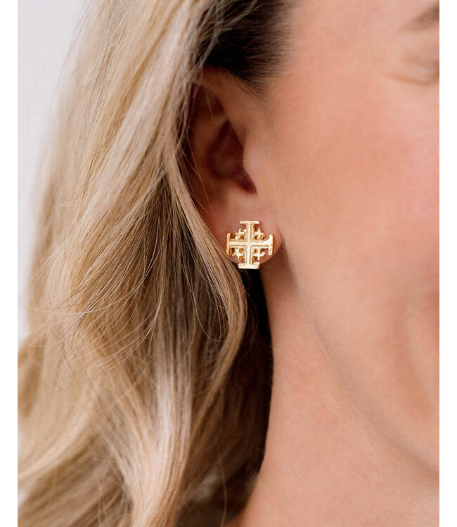 SUSAN SHAW Gold Multi Cross Stud Earring