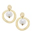 SUSAN SHAW Gold Hoop with Cotton Pearl Earrings