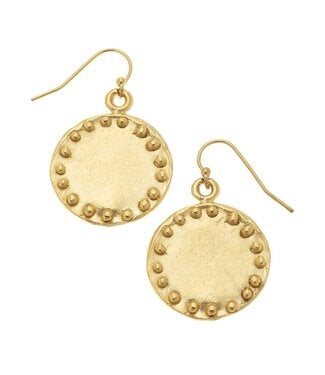 SUSAN SHAW Gold Circle with Dots Earrings