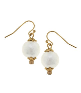 SUSAN SHAW Gold with Small Cotton Pearl Earrings
