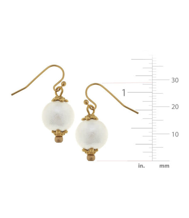 SUSAN SHAW Gold with Small Cotton Pearl Earrings