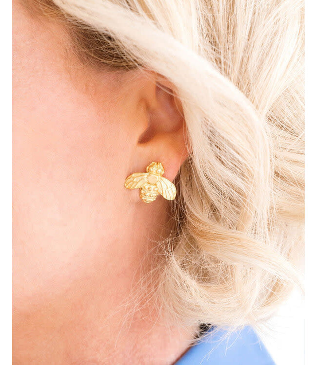 SUSAN SHAW Gold Bee Stud Earrings