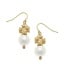 SUSAN SHAW Cotton Pearl and Mini Gold Cross Earrings