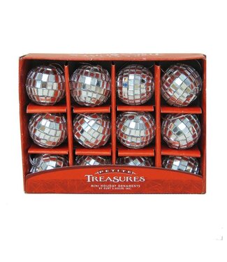 1.25" Petite Treasures Mirrored Disco Ball Glass Ornament - Sold as a Set