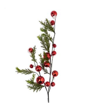 35” Red Bell Snowy Branch Stem With Red Bells