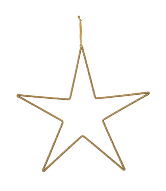 Metal/Glass Bead Star Cotton Velvet Ribbon - Gold Finish