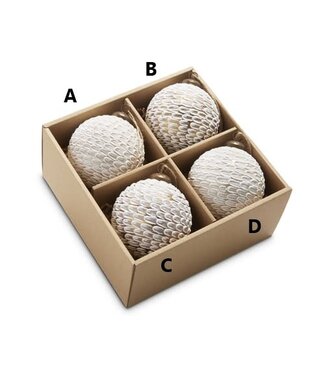 3" Feather Textured Ball Ornament - Sold Individually