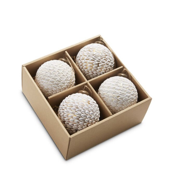 3" Feather Textured Ball Ornament - Sold Individually