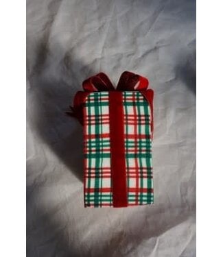 9" Plaid Package With Bow Ornament