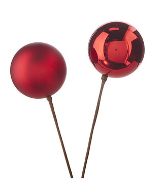 12" Red Ball Ornament Pick