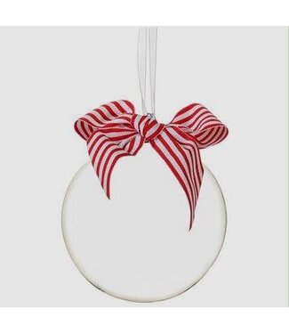 4.75" Glass Ornament With Bow - Clear White