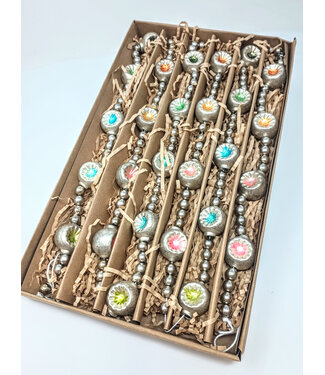 Multi-color Glass Bead Garland in Kraft Box - Brushed Gold Finish