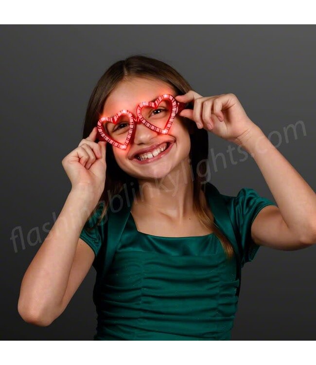 Holiday Hearts Light Up Candy Cane Glasses