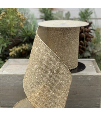 4"x 10yds Glitter Mesh Mini Squares - Gold Back