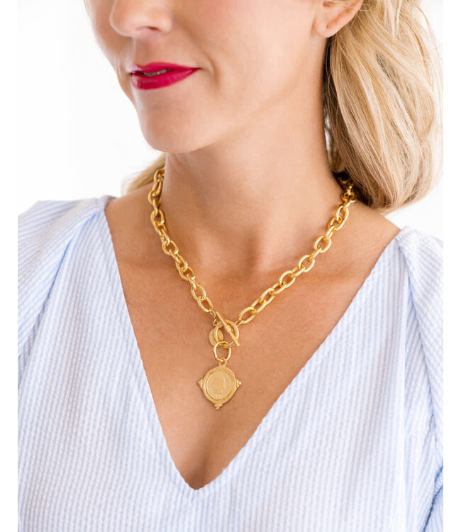 SUSAN SHAW Coin Toggle Necklace