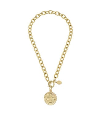 SUSAN SHAW Peruvian Coin Toggle Necklace