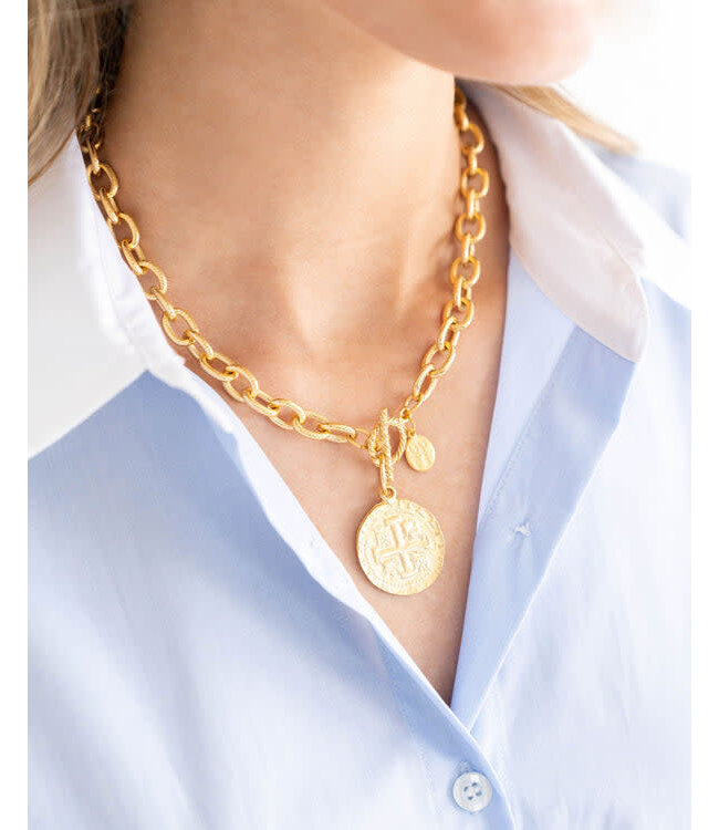 SUSAN SHAW Peruvian Coin Toggle Necklace