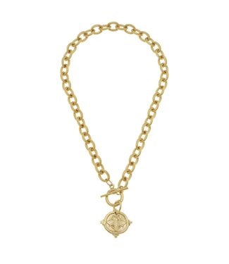 SUSAN SHAW Bee Intaglio Toggle Necklace