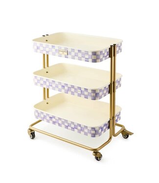 MACKENZIE CHILDS Violet Check 3-Tier Kitchen Cart