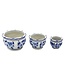 Blue & White Round Floral Ceramic Pots Ruffled Lip - Sold Individually