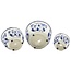 Blue & White Round Floral Ceramic Pots Ruffled Lip - Sold Individually