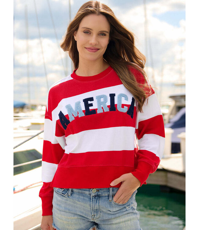 Jane "America" Rugby Stripe Relaxed Sweatshirt